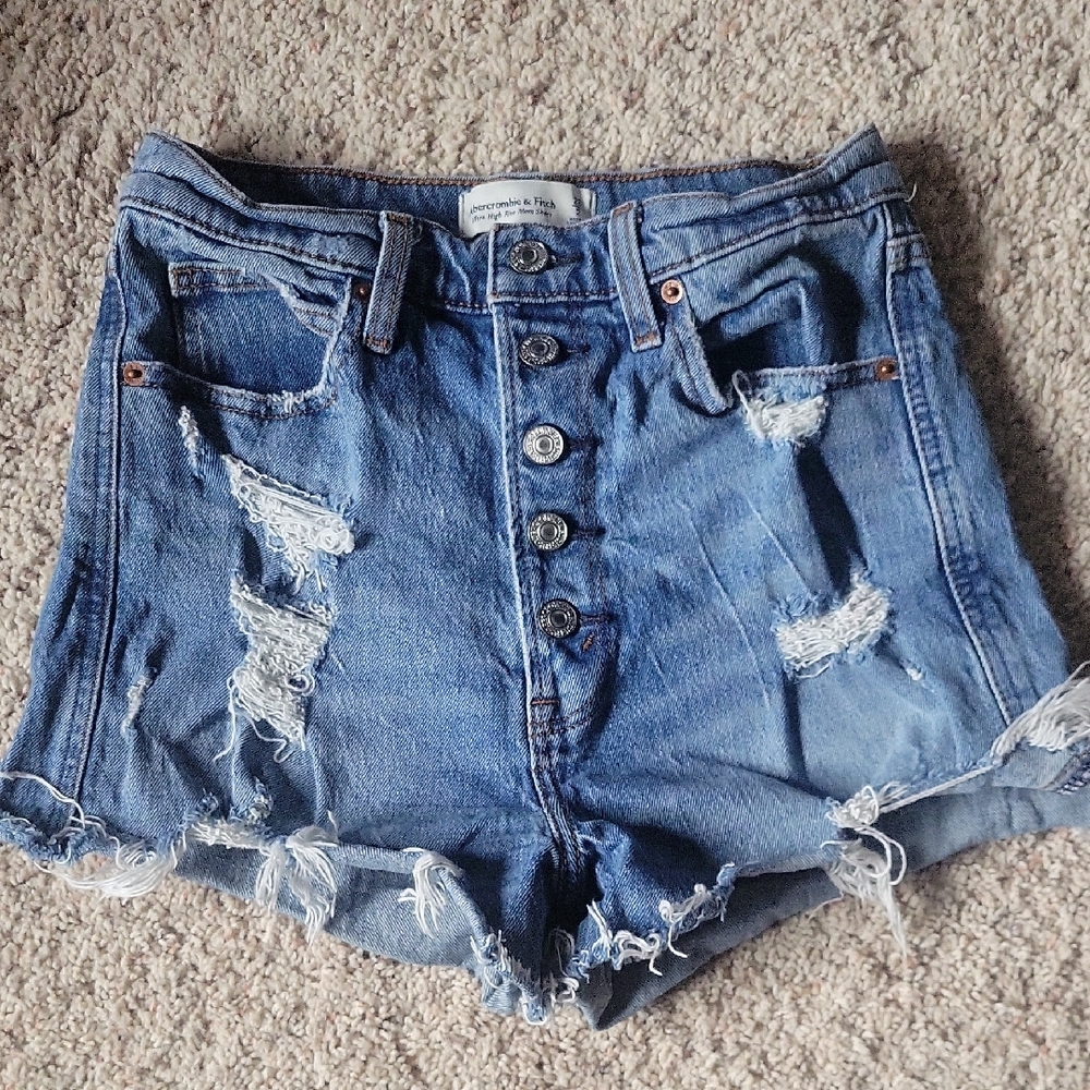 Abercrombie & Fitch Blue High-Waisted Jean Shorts